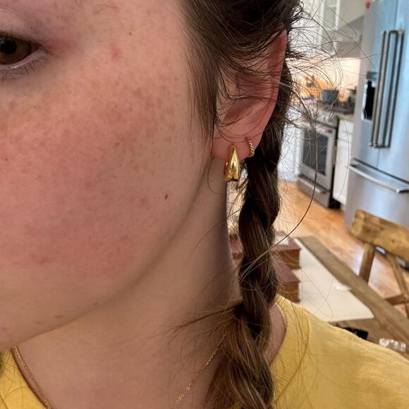 Hoop Earrings for Women 14K Gold Plated/Silver Hoops Simple Gold Knot - Picture 3 of 11